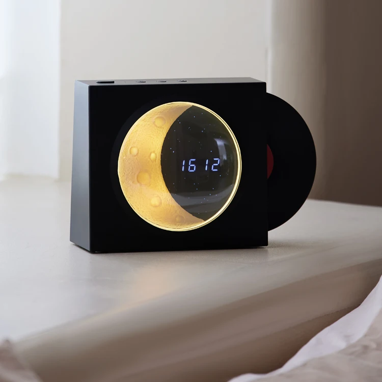 

Preferential discount Retro CD Design Desktop Digital Clock Half Moon Starry Atmosphere Night Light Bluetooth speaker