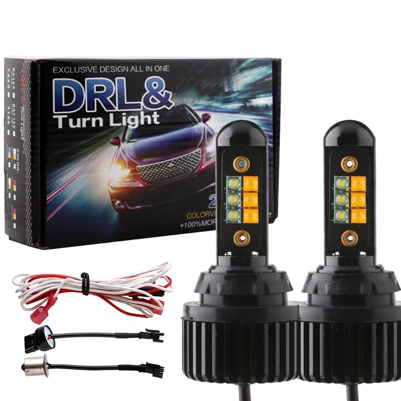 

1156/BA15S/P21W BAU15S/PY21W T20 T25 R3 12SMD Car Led Dual Color Turn Signal DRL Daytime Running Light Canbus Error Free, White / amber