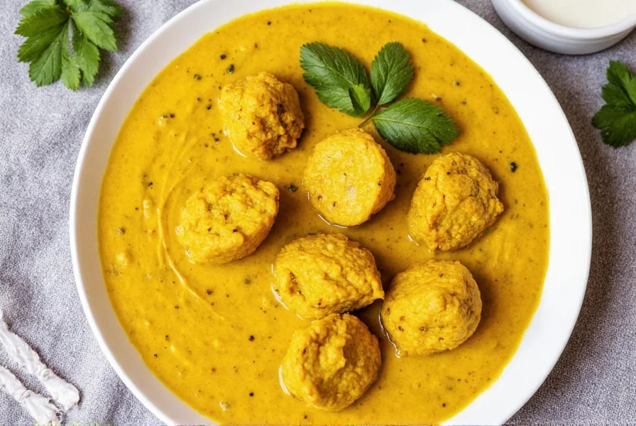 Golden turmeric chicken curry in ceramic bowl