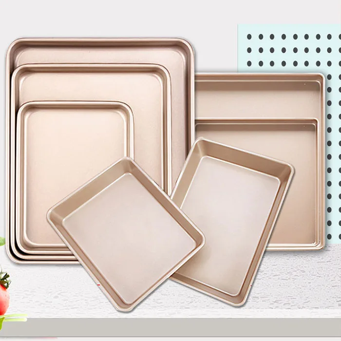 

black rectangular universal carbon steel bakeware set nonstick roasting tin oven baking trays, Rose gold