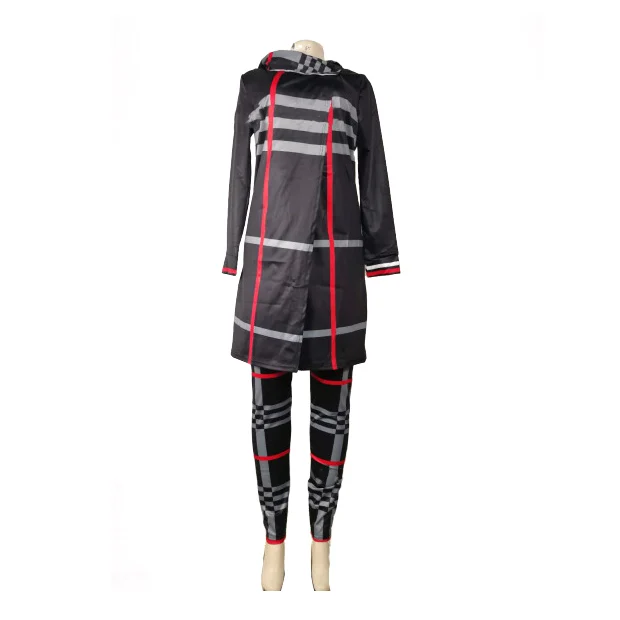 

African Fashion Autumn Winter Stripe Pant Long Sleeve Shirt Suits Dress, As picture