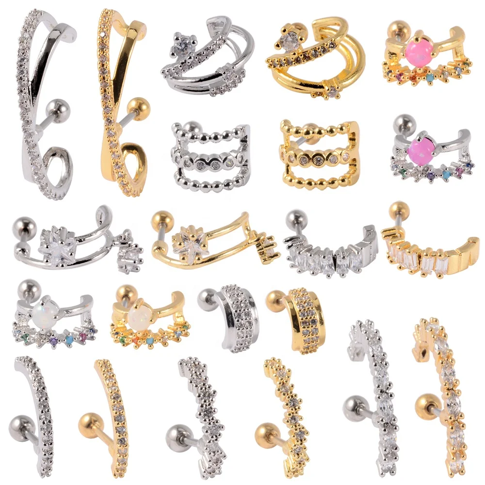 

Fashion Star Zircon Ear Studs Cute Ear Cartilage Helix Lobe Conch Piercing Earring For Women Piercing Jewelry 20G