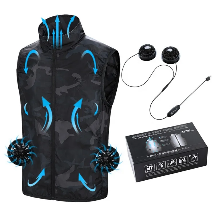 

China Made Battery Operated Air Conditioning Clothes Cooling Vest With Fan For Hot Summer, Black