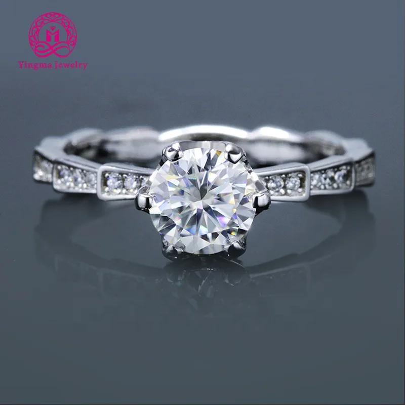 

1carat sterling silver plated platinum engagement wedding moissanite diamond ring for women