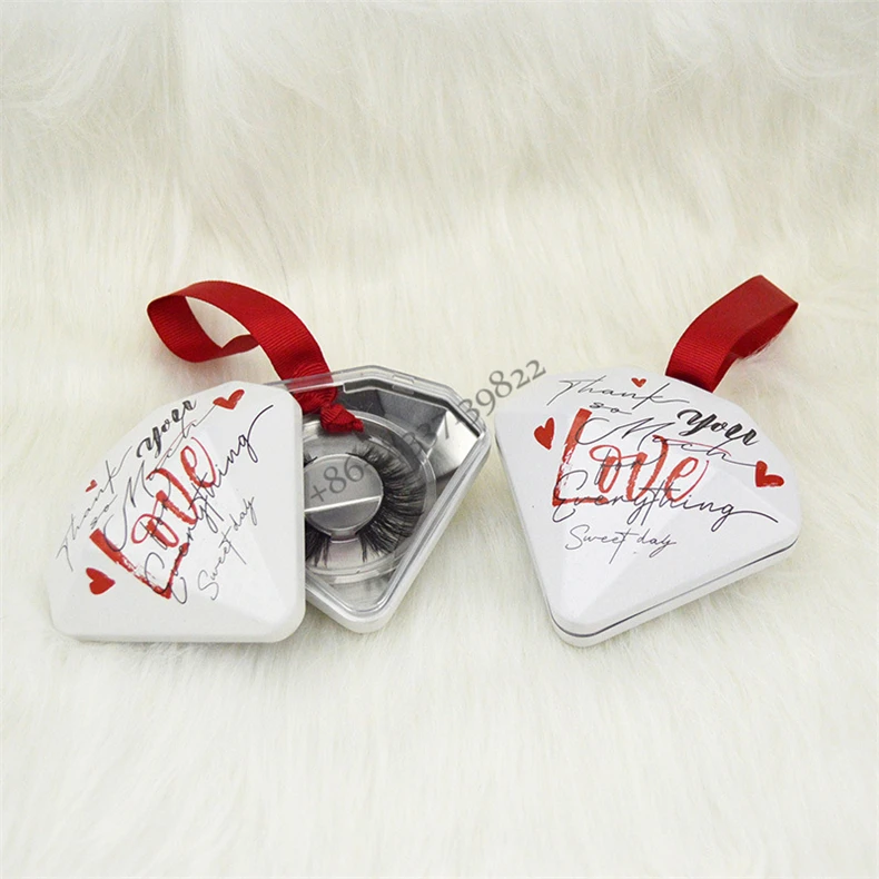 

2021 New Mink Eyelashes Wholesale Valentine Eyelash box Glitter Lashbox Packaging Heart Shaped lash boxes with Free Tray