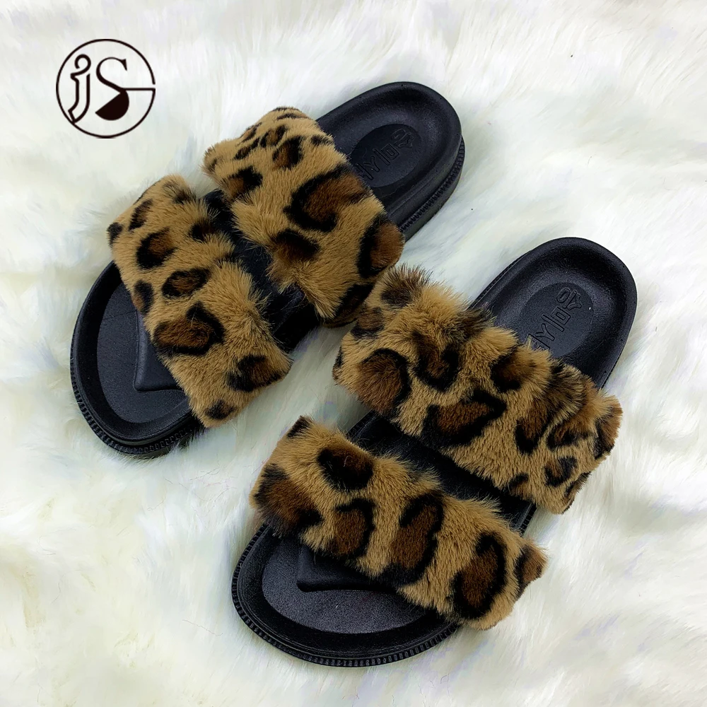 

Mixed Color Plush Fur Slides Wholesale Price Double Band Design Women Faux Fur Slippers Exquisite furry sandals 2021, Picture