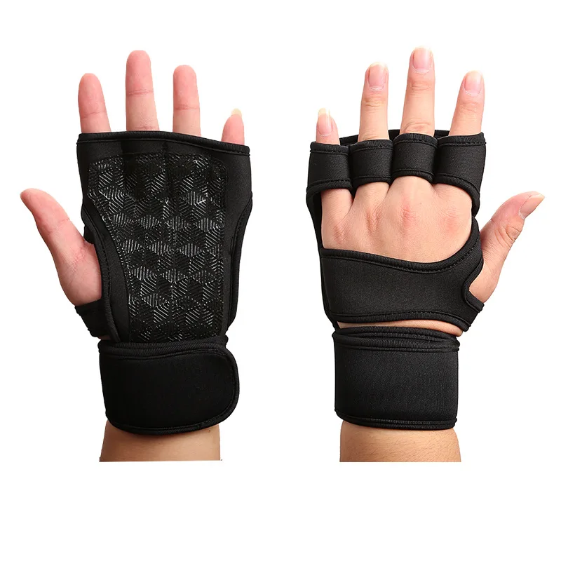 

Weight Lifting Training Gloves for Women Men Fitness Sports Body Building Gymnastics Grips Gym Hand Palm Wrist Protector Gloves, Black