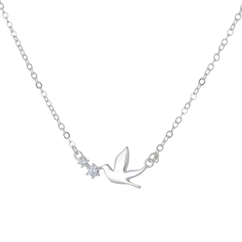 925 Sterling Silver Necklace Temperament Cute Swallow Diamond Necklace Female Korean Fashion Clavicle Chain