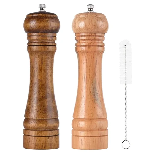 Amazon Top Seller 8 inch Adjustable Wooden Salt and Pepper Grinder Ceramic Mill Hand Shaker Spice Grinders, Customized