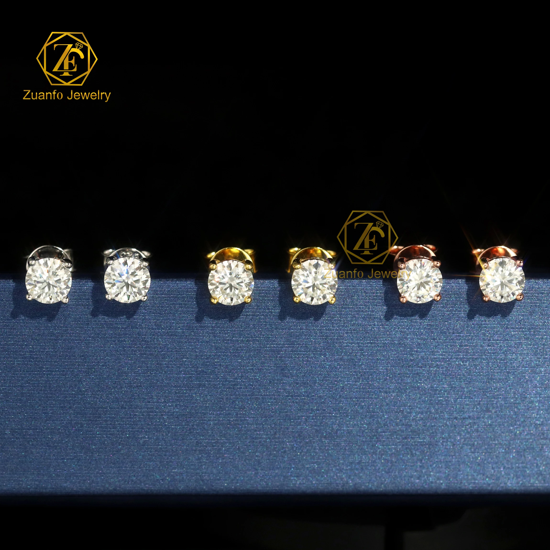 5MM 6.5MM 8MM 925 Sterling Silver Classical Style Moissanite Diamond Stud Earrings with Screw Back for Men Women