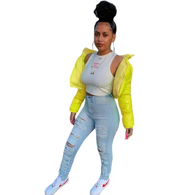 

new Fashion Women's Fall Winter Warm Puffer Jacket Women Shiny Bubble Coats Stand Collar Long Sleeve Solid Color Coat Jackets, Customized color