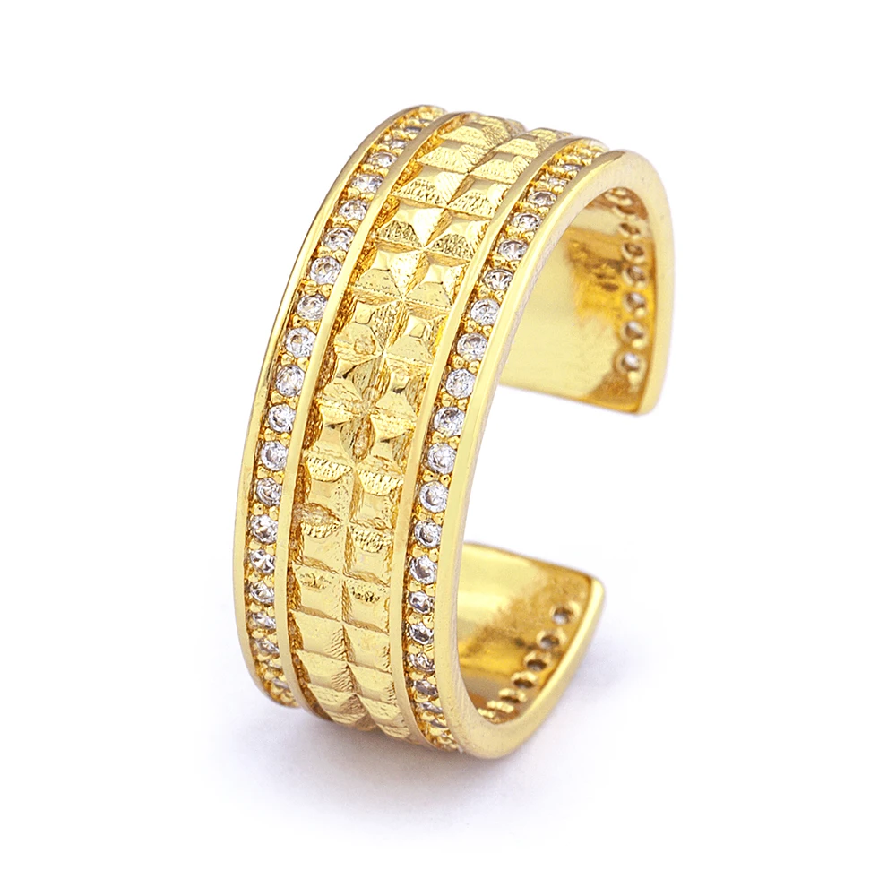 

Fashion Geometric Multi Layer Chunky Rings Gold Plated CZ Copper Diamond Adjustable Opening Finger Ring Jewelry Customized