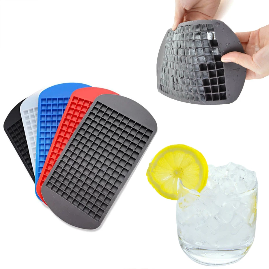 

Factory Wholesale Stackable Small Ice Cube Tray Whiskey Flexible Silicon Ice Tray 160 Grids Mini Tiny Square Ice Mold for Freeze