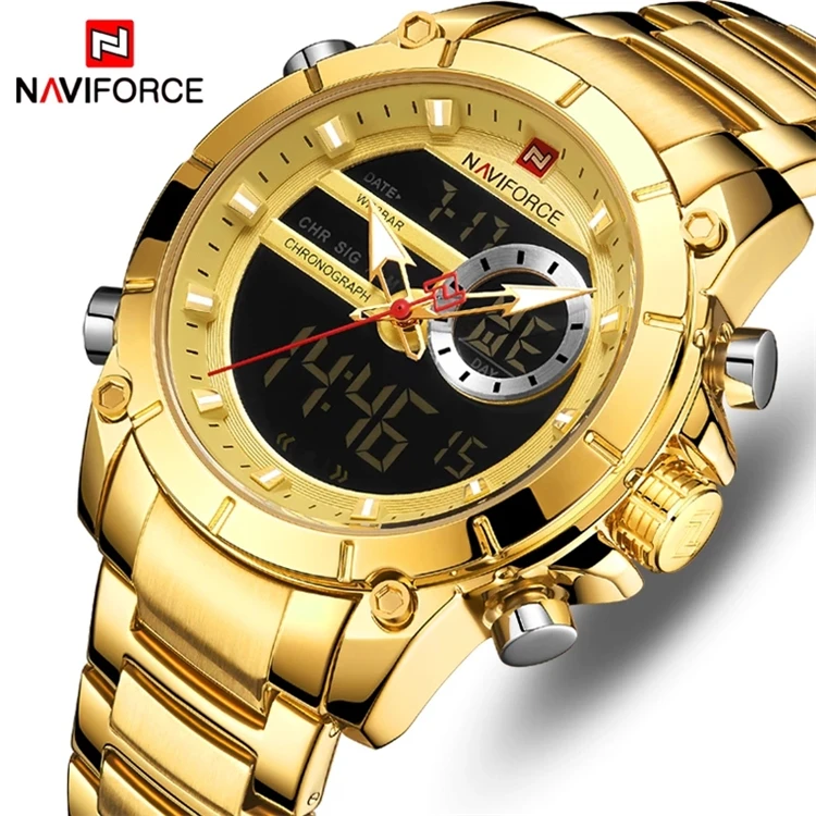 

High Quality NAVIFORCE Men Watches Fashion Causal Quartz Watch Mens Military Chronograph Wristwatch Clock 9163