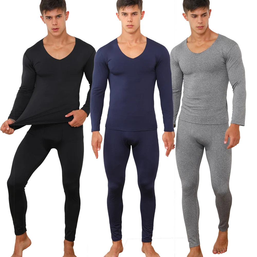 

2021 Men's Ultra Soft Thermal Underwear Long Johns Set with Fleece Lined O-neck Long Sleeves Winter Clothing Plus Size L- 5XL