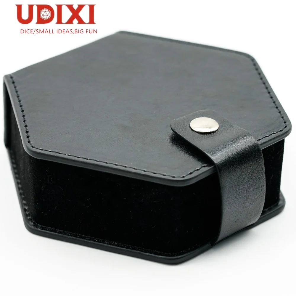

Udixi Leather&Flannel Dice Bag for DND RPG 7pcs Role-playing Board or Card Games Dice Case Dice Box, Black