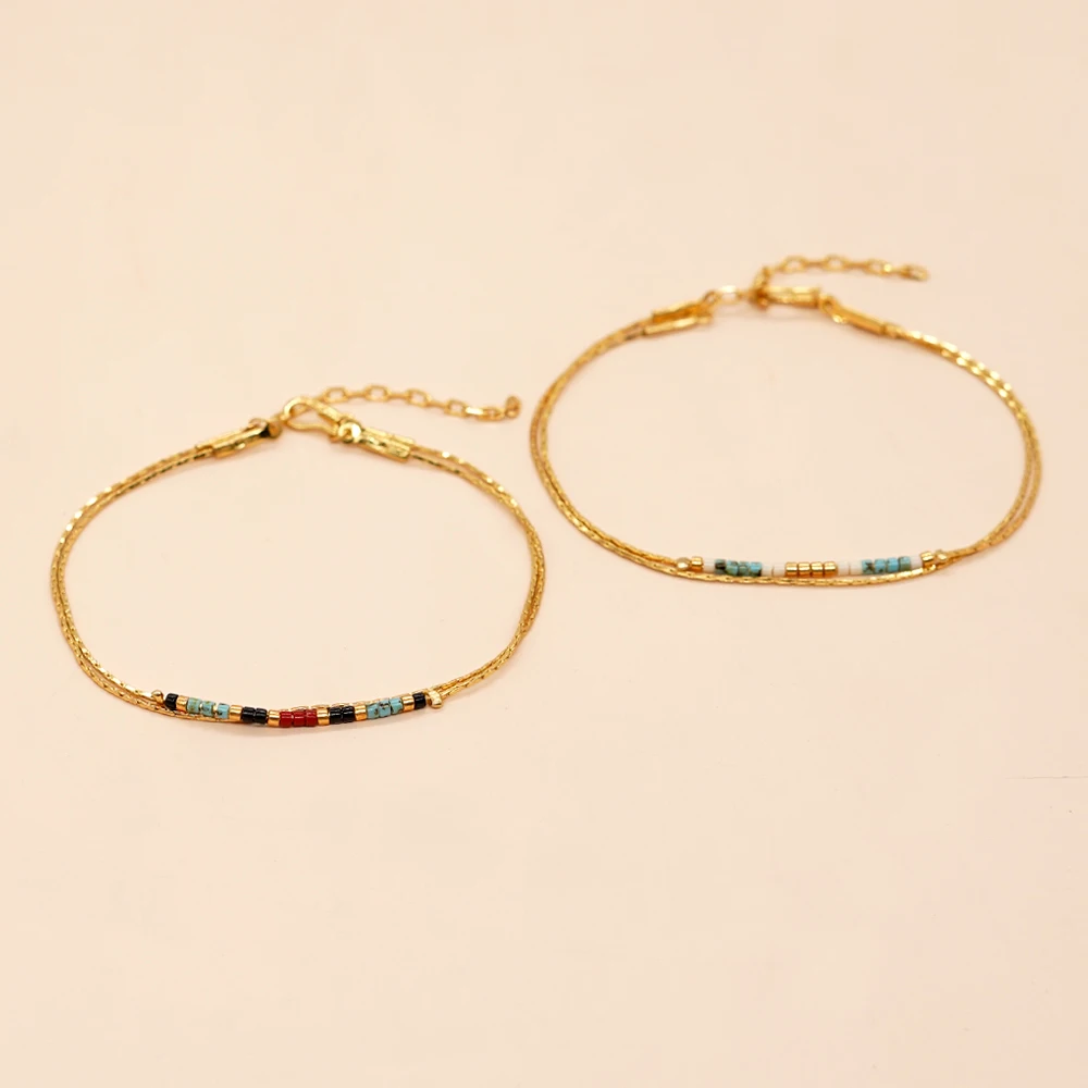 

Go2boho Gold Plated Chain Dainty Beaded Bracelet Women Pulsera Jewelry Fashion Handmade Boho Colorful Miyuki Seed Bead Bracelet