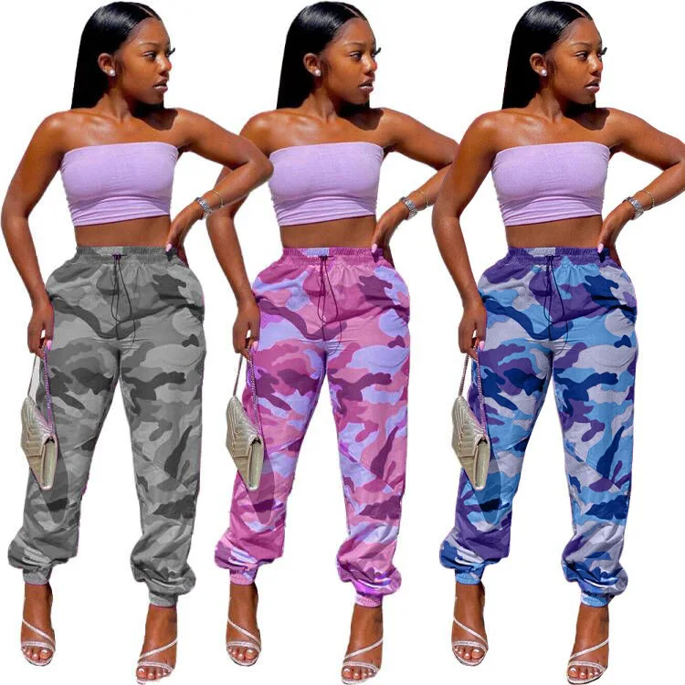 

New Arrivals Fall Clothes Jogger Sweatpants Fashion Camouflage Print Casual Drawstring Trousers Streetwear, Picture color