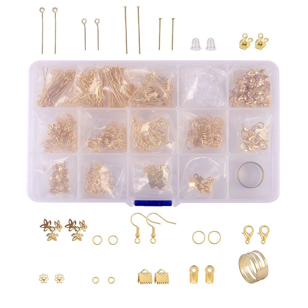 

Pandahall Golden Metal Accessories DIY Jewelry Findings Kit, Golden & platinum