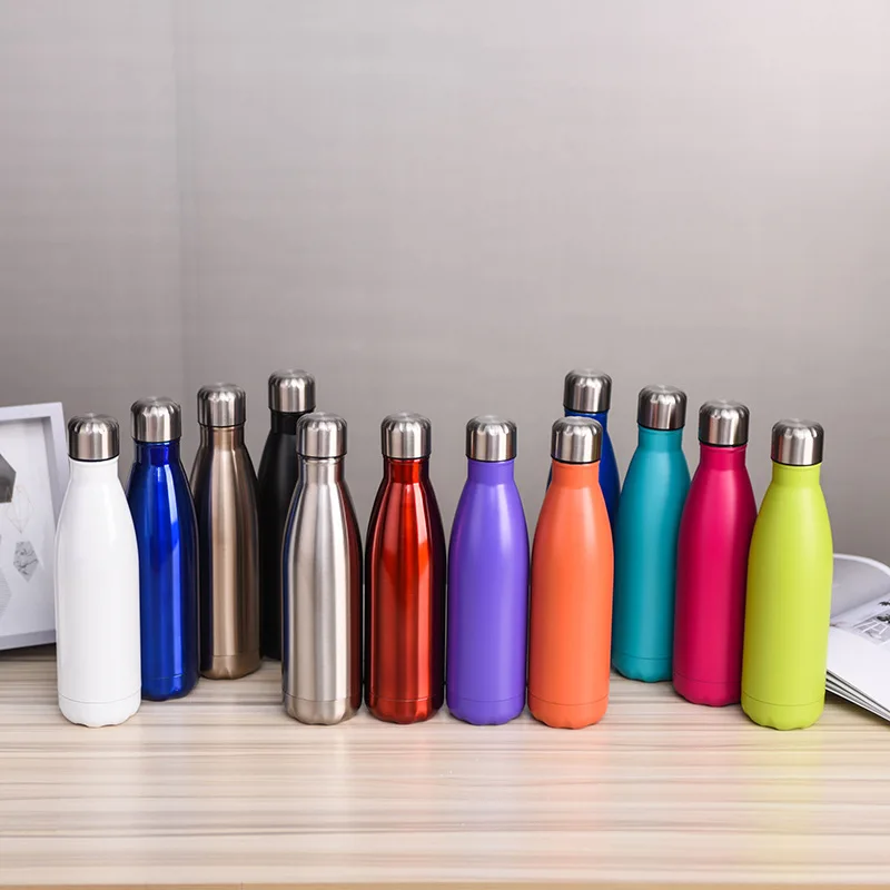 

Galaxy coke thermos flsk sublimation silver vacuum flask 500ml double wall stainless steel custom cola shaped water bottle