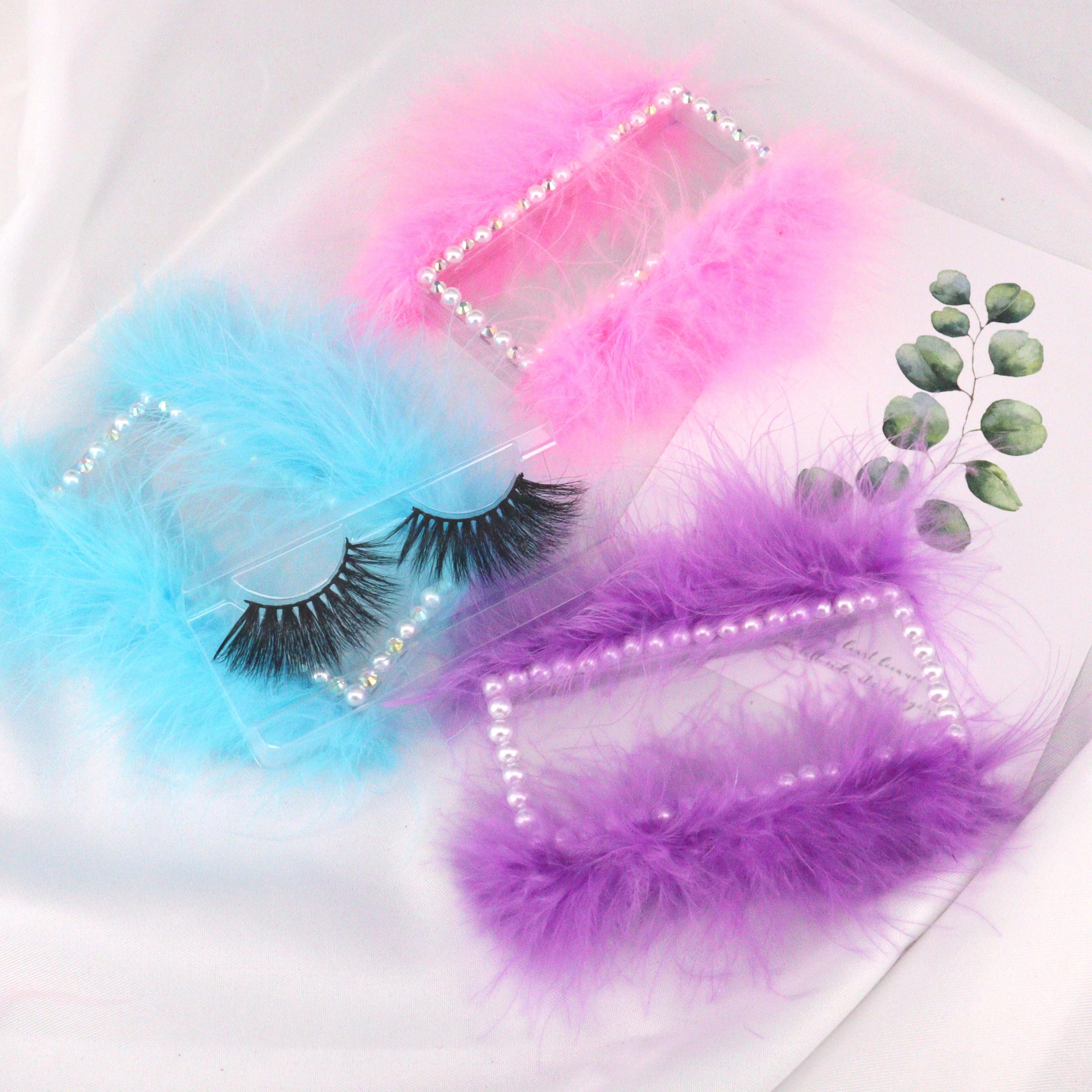 

Luxury Custom Logo Private Label Mink Eyelash Empty Plume Wing Plastic Clear Packaging Box, Clear box with colorful card