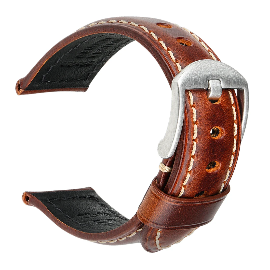 

MAIKES Oil Wax Leather Watch Straps Wristband Belt 18mm 19mm 20mm 21mm 22mm 23mm 24mm 26mm Fashion Watch Bands, Red/dark grey/blue/light brown/dark brown