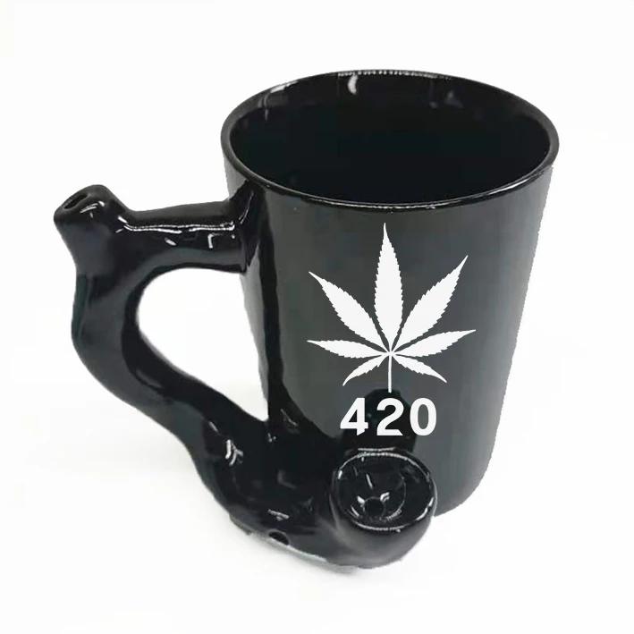 

New Design Customizable Ceramic Coffee Mug With Pipe Coffee Cups Mugs Weed for Smoking, Customize