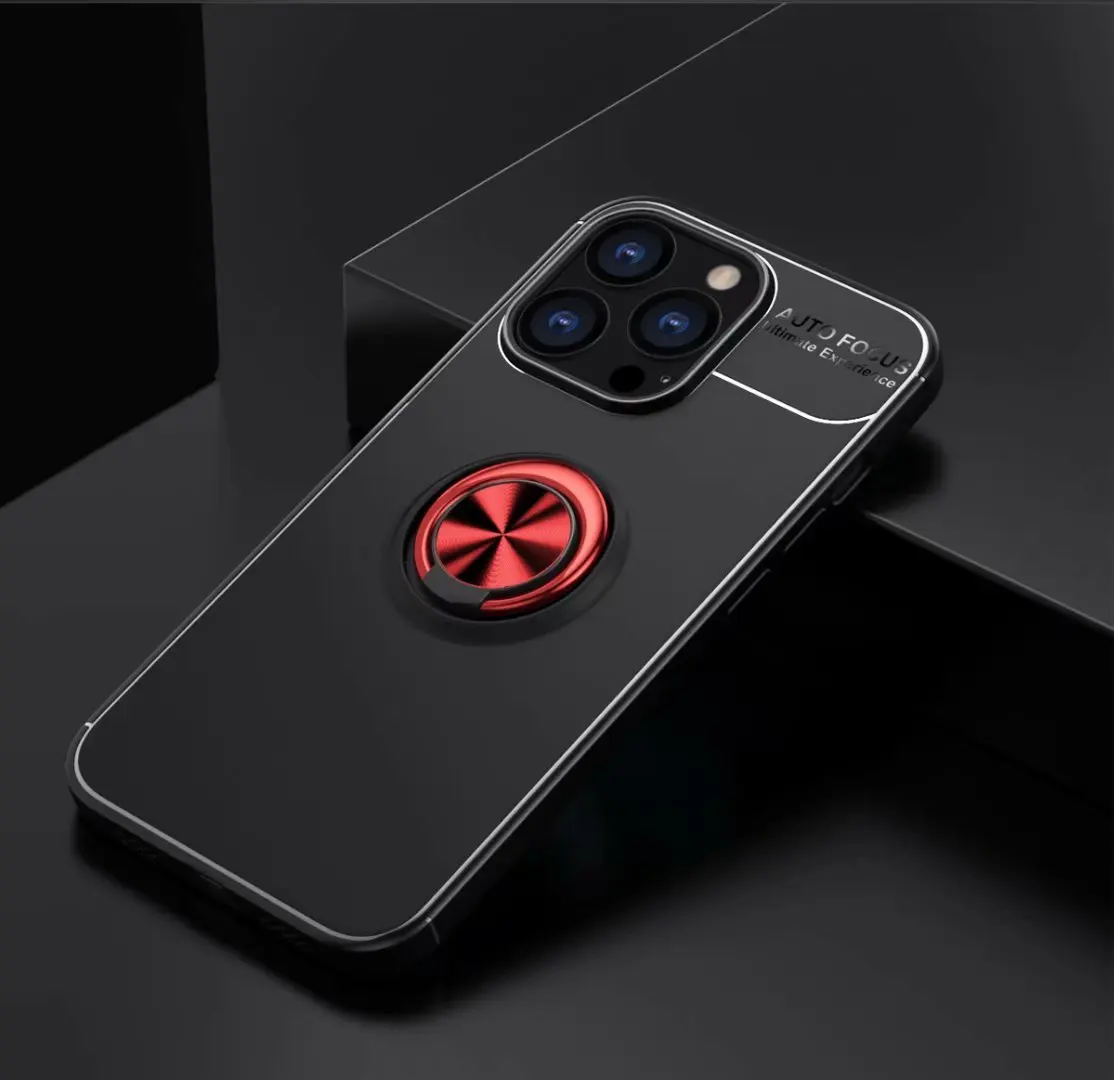 

Metal Finger Ring Holder TPU Case Magnetic Adsorption Car Mount Holder Case for iphone 13 pro max, As pictures