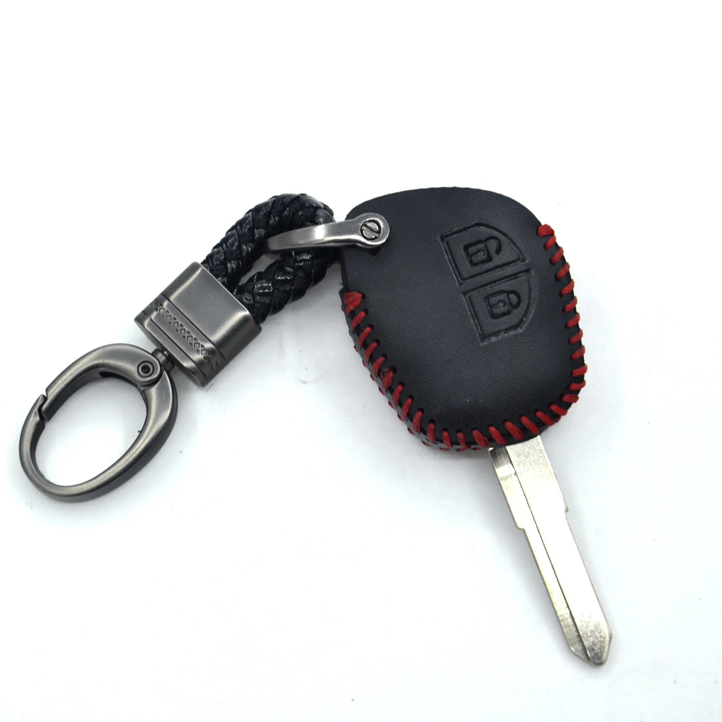 

Genuine Leather Remote Car Key Fob Cover Key case keychain bag For Suzuki Grand Vitara Ignis Liana Samurai Swift Sx, Black