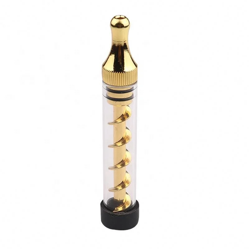 

detachable Gold creative metal pointed spiral glass smoking pipe, Golden