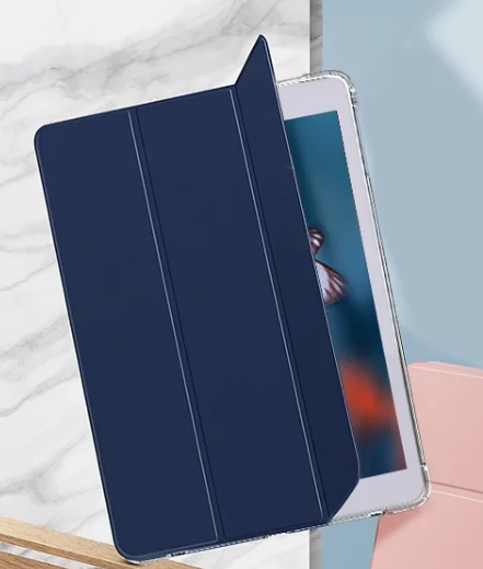 KAKU 2019 three folder corner shockproof smart leather clear tpu tablet cover case for ipad 9.7 mini 5