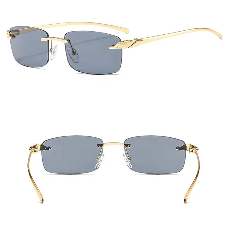 

Wholesale high quality rectangle rimless metal sunglasses for women