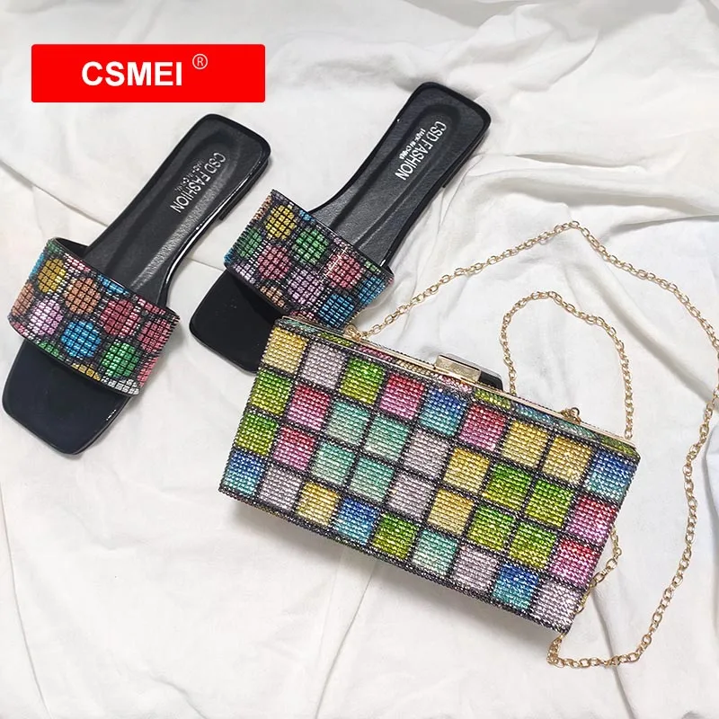 

2021 New arrivals evening clutch bags women handbags ladies purse and sandals matching bags set, Customizable