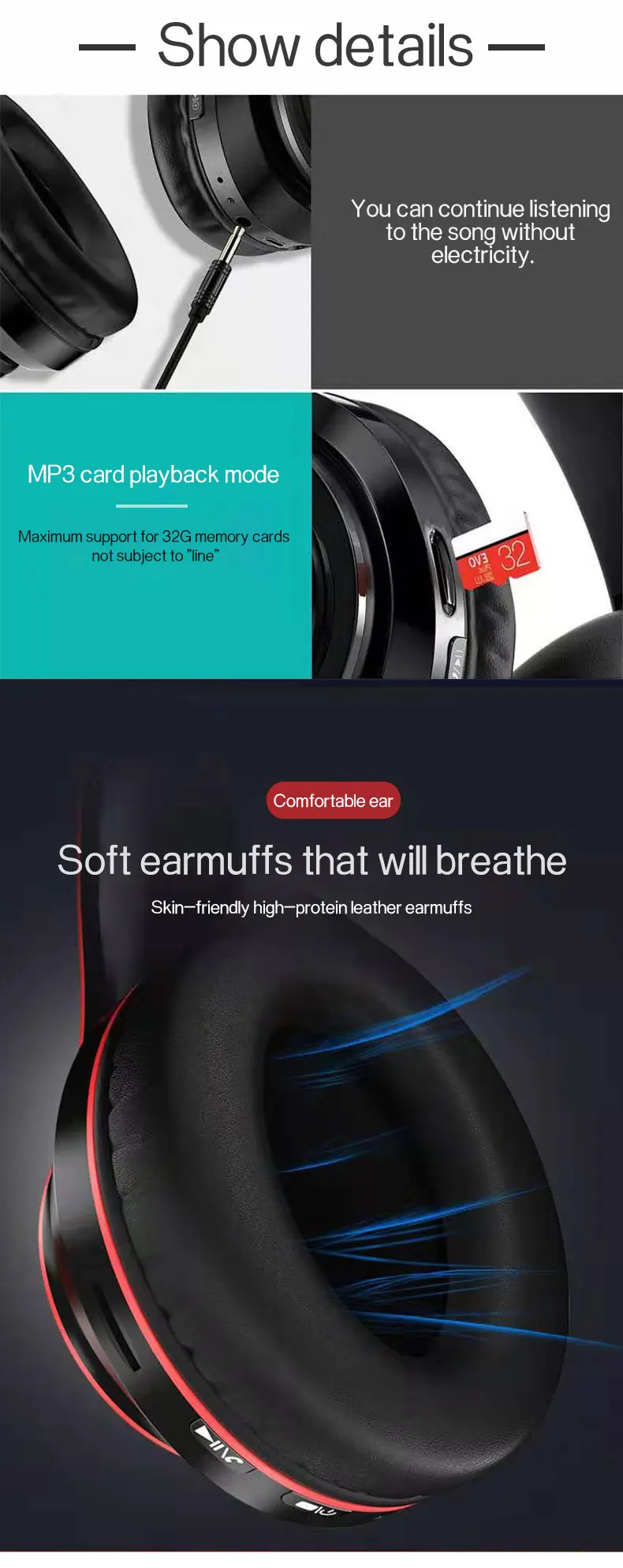 Best Seller Wireless Noise Cancelling Headband Earbud Sports Stereo Headset Foldable Deep Bass OEM Earphones Headphone - ANKUX.COM