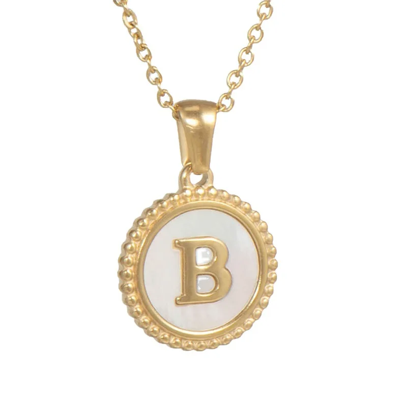 

European Simple 26 English Letter Pendant Necklace 18k Gold Plated Round Pendant Necklace 2021, Like picture