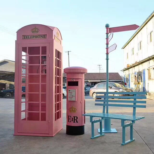 

Support OEM Metal Material London Pink Telephone booth for indoor, Optional