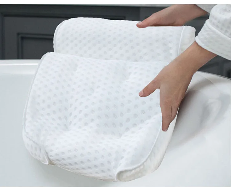 

Comfortable 4D air mesh washable massage pillow soft spa bath pillow, White