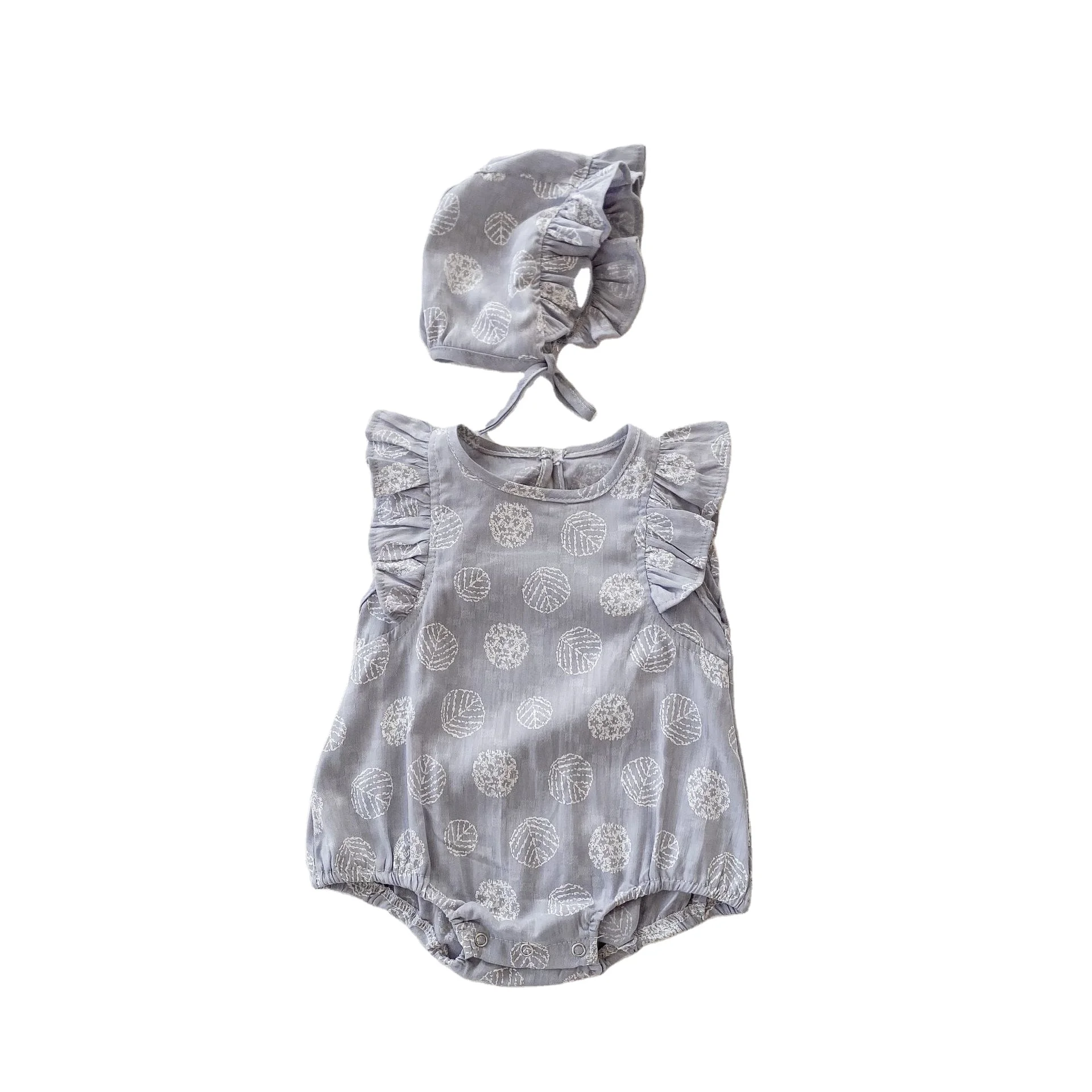 

ins 2021 summer cotton newborn baby girls jumpsuit leaves flying sleeves hooded romper jumpsuit