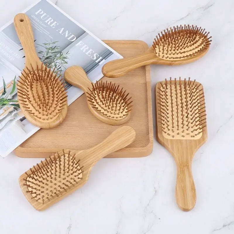 

Wooden Hair Comb Personalized Health Brush Luxurious Brown Wood Natural Sisal Bristles Dry Bath Can Be Used As A Massage