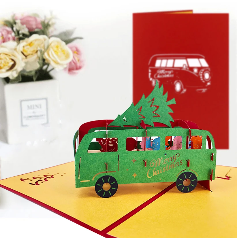 2020 Handmade Paper Craft 3d Pop Up Christmas Wreath Card