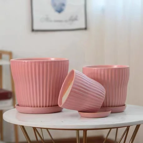 
North Europe simple ceramic flowerpot table top phalaenopsis orchid belt tray custom Chinese manufacturer 