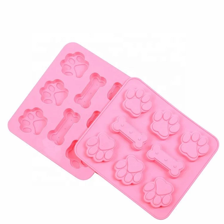

Cake Tools Dog Paw Bone Shaped 2 in 1 Silicone Molds 8 Cavity Food Grade BPA Free for Chocolate Candy Cake Molds, Pink