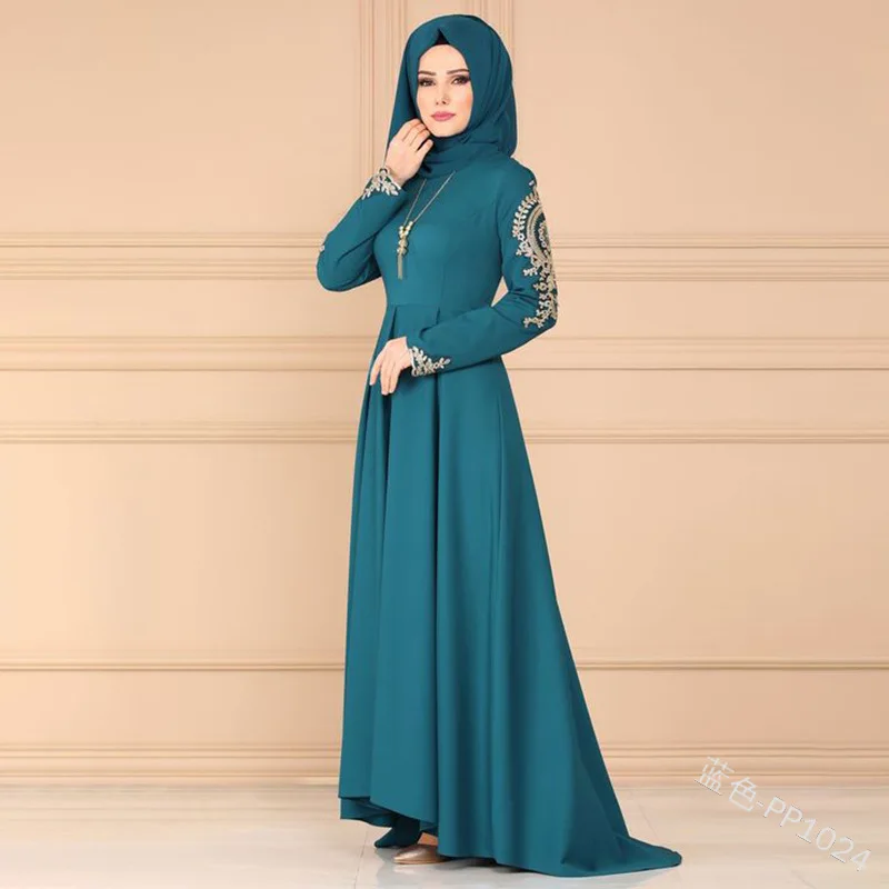 

1024 Wish Wholesale 2021 New Muslim Dress Abaya Embroidered Classical Dress Irregular Skirt Islamic Clothing, As picturers show