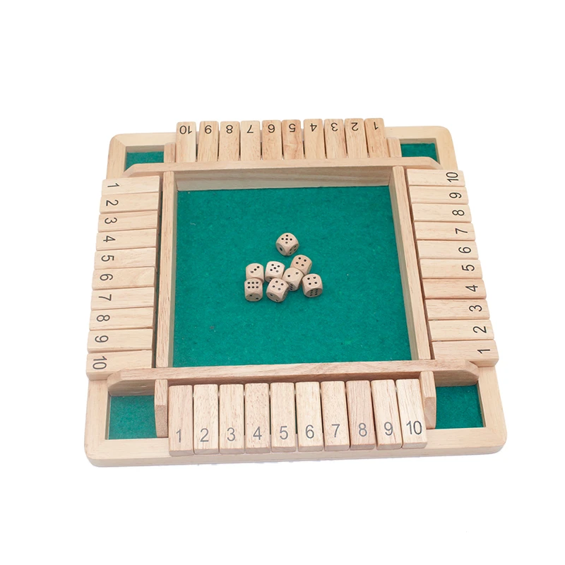 

Natural Wooden Board Game with Dice 4Player Shut The Box for The Classroom, Home or Pub