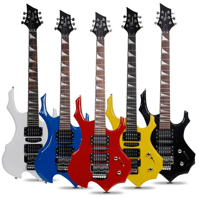 

minsine China Factory wholesale price high quality Flame shape 24 Frets Electric Guitar OEM guitar electric