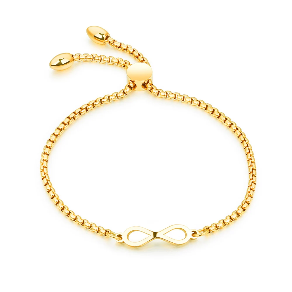 

Romantic Gifts Women Thin Chain Gold Infinity Bracelet Adjustable, Silver, 18k gold, rose gold