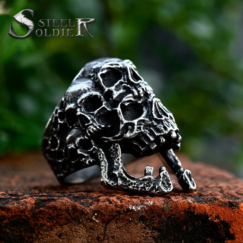 

SS8-972R steel soldier 2023 new Skull Ring 316L Stainless Steel Jewelry hip hop ring for Men Punk Biker Jewelry