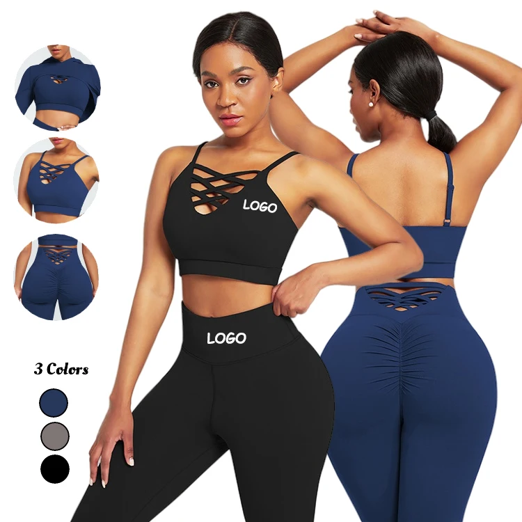 

custom logo women sexy sweatsuit tracksuit Solid Color Fitness Yoga Wear Workout Sets Women Two Piece Yoga Sets Apparel