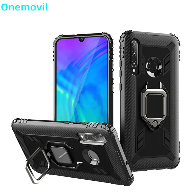 

Dropshipping Carbon Fiber Protective Case For Huawei P30 Lite with 360 Degree Rotating Ring Holder, Black/red/green/blue