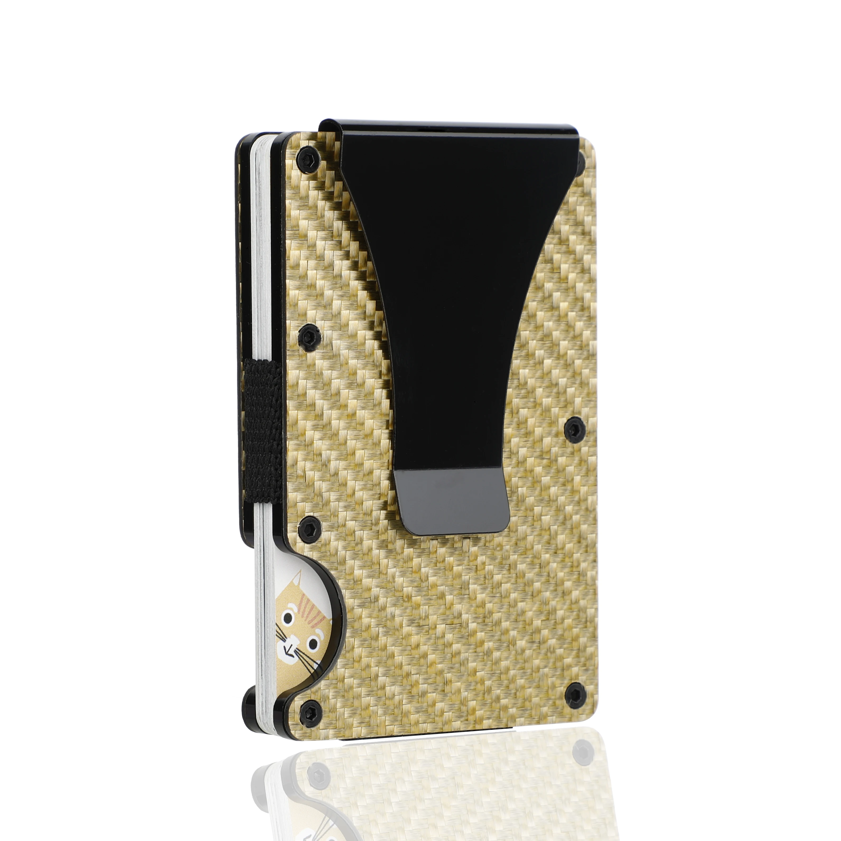 

Customized Logo 2020 Hot Selling Ultra Thin RFID Real carbon Fiber wallet, Minimalist Aluminum Credit Card Holder With Cash Clip, Customized color